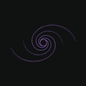 resumen espiral modelo compuesto de pequeño púrpura puntos en un negro creando un fascinante visual efecto vector