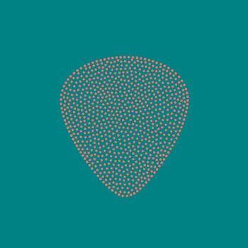 Abstract geometric pattern featuring a heart shape composed of numerous small dots on a teal vector
