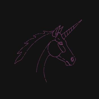 Elegant outline of a majestic unicorn with a spiraled horn and flowing mane on a dark , emphasizing fantasy and mythical creatures vector