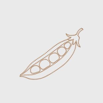 Stylized dotted outline of a pea pod with peas inside, minimalist design emphasizing simplicity and natural elements vector