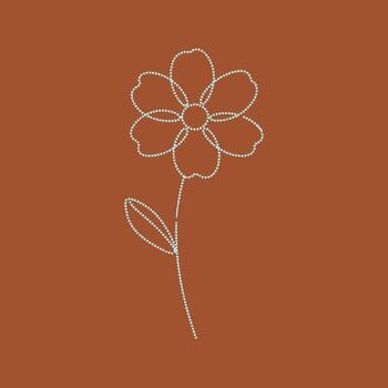 Minimalist flower outline created with dotted lines on a warm brown emphasizing simplicity and elegance vector