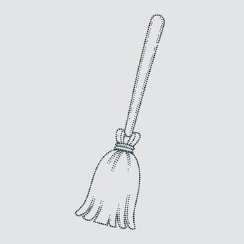 Minimalist Duster with Long Handle and Fringed End in Simple Line Drawing Style vector