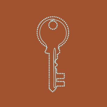 Minimalist outline of a key created with dotted lines on a solid brown , emphasizing simplicity and design elegance vector