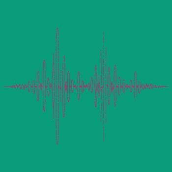 Close-up of a vibrant sound wave pattern representing audio frequencies and vibrations in a dynamic visual display vector