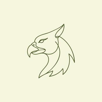 Minimalist Line Drawing of a Fierce and Elegant Big Cat Head in Profile with Sharp Features and Flowing Mane vector