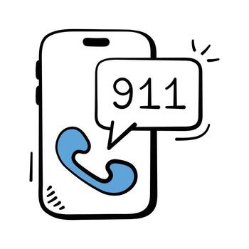 Smartphone icon with 911 emergency call bubble, ready to use icon of emergency call vector