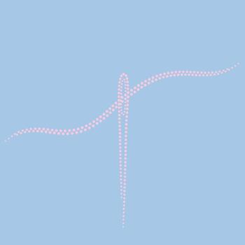 Minimalist abstract pattern composed of pink dots forming flowing lines on a soft blue vector