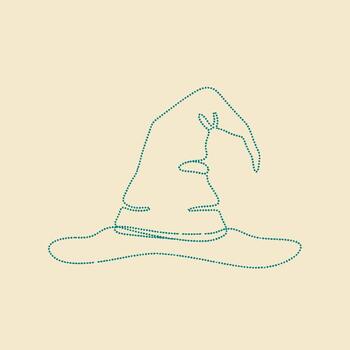 Minimalist Line Drawing of a Witch Hat with a Feather on a Light vector