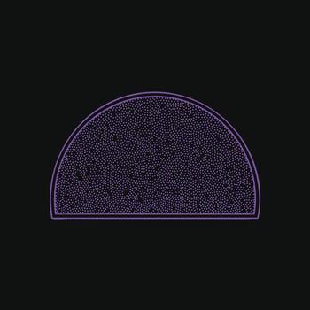 Minimalist neon semi-circle with dotted pattern on dark emphasizing modern digital design vector