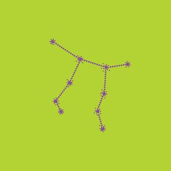 Constellation of a mythical creature formed by glowing dots connected by lines against vibrant green vector