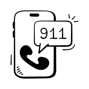 Smartphone icon with 911 emergency call bubble, ready to use icon of emergency call,. vector