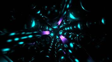 viola e turchese informatica ruscello con pulsante elementi e neon sfondo vj ciclo continuo nel 4k video