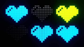 Flerfärgad pixel hjärtan Blixt blinkande bakgrund vj slinga i 4k video