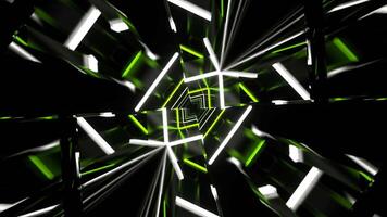 ligero verde y blanco geométrico brillante neón infinito túnel antecedentes vj lazo en 4k video