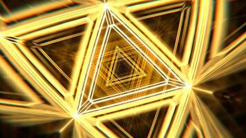 Purper en geel vlucht door de meetkundig neon ruimtelijk Matrix achtergrond vj lus in 4k video