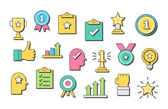 colección de un resumen éxito relacionado objetos vector