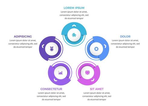 Circle diagram template with five elements, infographic template vector