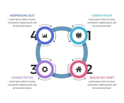 Circular diagram template with four elements, infographic template vector
