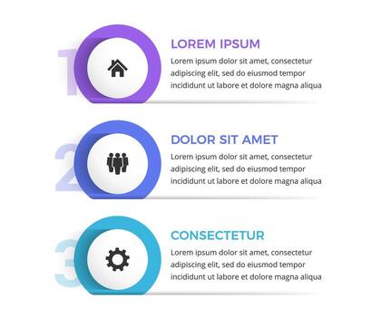 Process visualization infographic template with 3 steps or options vector