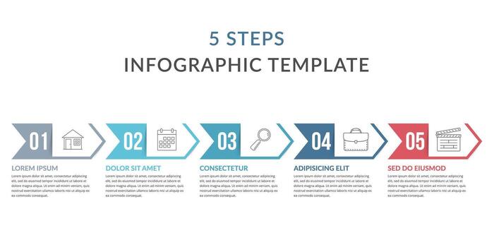 Infographic template with five steps, process chart vector