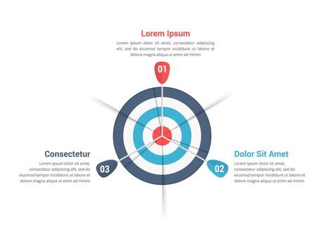 Target with three arrows, three steps to your goal, vector