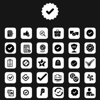 Set of editable approval line icons. illustrations in a modern, thin line style of related icons, agreement, check mark, OK sign and more. Isolated vector