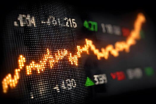 Digital Stock Market Graph Display with Rising Data Trends for Financial Analysis and Investment photo