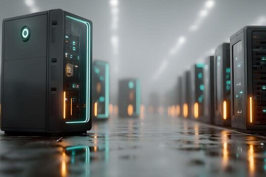 Modern Data Center with Advanced Servers in a Futuristic Environment photo