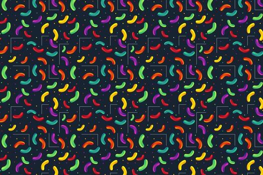 Gradient color lines collection on black background, smooth curves looping into abstract shapes set in vibrant palette. vector