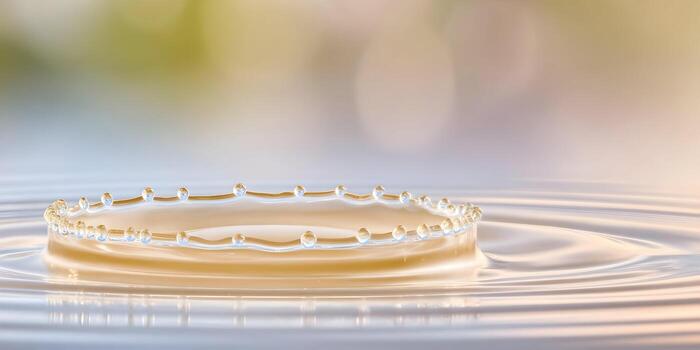 A beautiful liquid crown forms after a drop impacts a calm surface creating an elegant abstract splash photo