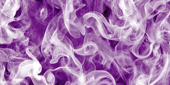 White smoke swirls and flows against a vibrant purple background creating an abstract and dynamic visual effect photo