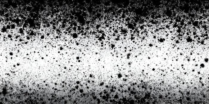 A black and white grunge texture features numerous ink splatters and paint dots creating a distressed artistic background photo