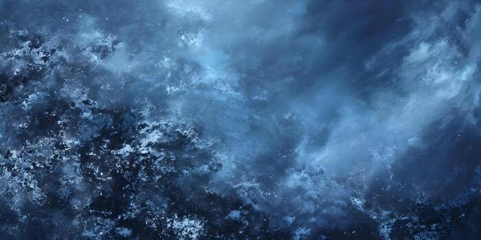 Deep blue and teal abstract background with textured ice like patterns and swirling ethereal light photo