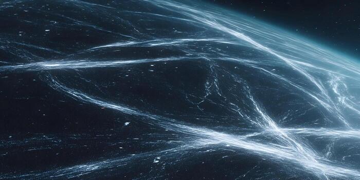 dinámica azul y blanco ligero caminos fluir y remolino a través de un oscuro texturizado antecedentes creando un cautivador energético visual foto