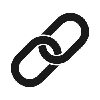 Black link chain icon, simple connection and hyperlink symbol isolated on white background vector