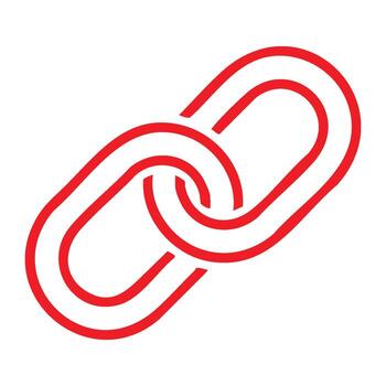 Red link chain icon in flat outline style, connected chain symbol isolated on white background vector