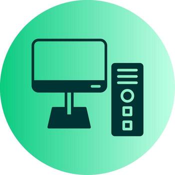 alto actuación escritorio computadora glifo degradado dos tono circulo vector