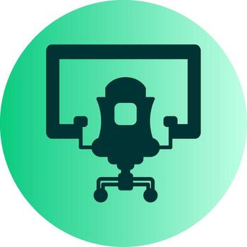 Flight Simulator Cockpit Setup Glyph Gradient Two Tone Circle vector