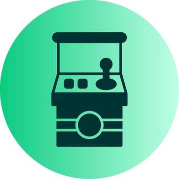 Retro Arcade Machine Glyph Gradient Two Tone Circle vector