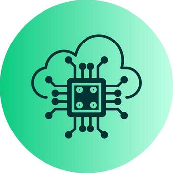 Cloud Computing Network Icon Glyph Gradient Two Tone Circle vector