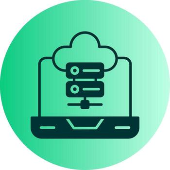 web servidor hospedaje estante glifo degradado dos tono circulo vector