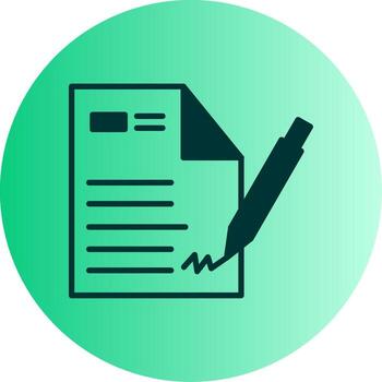 E Signature Document Signing Glyph Gradient Two Tone Circle vector