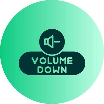 disminución volumen botón glifo degradado dos tono circulo vector