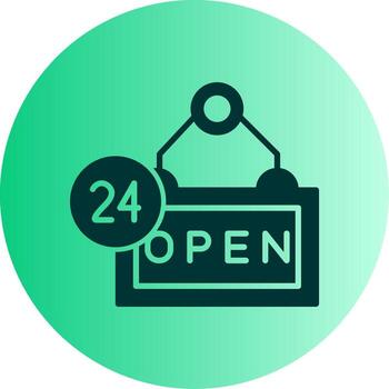 Always Open Store Sign Glyph Gradient Two Tone Circle vector