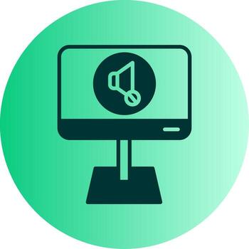 Red Mute Microphone Button Glyph Gradient Two Tone Circle vector