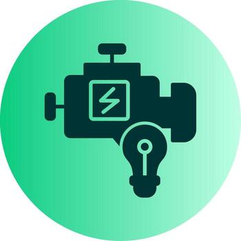 Engine Check Warning Light Glyph Gradient Two Tone Circle vector