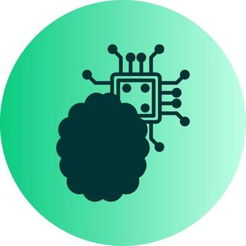 artificial inteligencia cerebro glifo degradado dos tono circulo vector