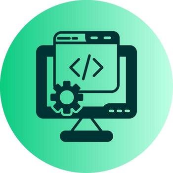 funcional cliente sitio web desarrollo glifo degradado dos tono circulo vector