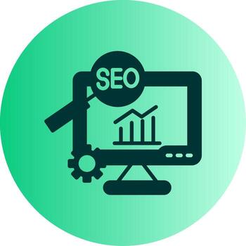 optimizado sitio web seo estrategia glifo degradado dos tono circulo vector