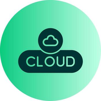 Open Cloud Button Glyph Gradient Two Tone Circle vector
